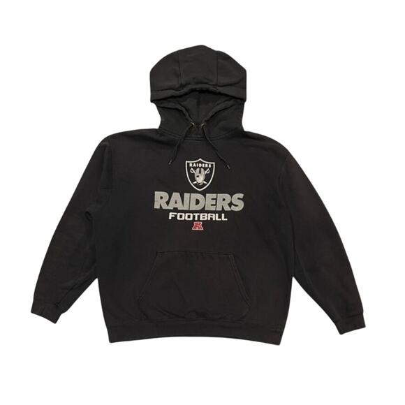 ★ NFL Las Vegas Raiders Football Big Logo Print Black & Grey Hoodie ★ - Picture 1 of 7